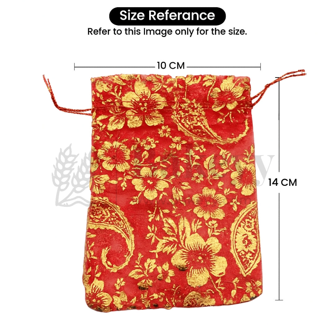 Printed Organza Potli Bags - Bakeyy.com - India - Printed Organza Potli Bags - Red / 10 x14 Cm - Pack of 70
