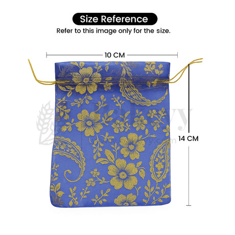 Printed Organza Potli Bags - Bakeyy.com - India - Printed Organza Potli Bags - Dark Blue / 10 x14 Cm - Pack of 70