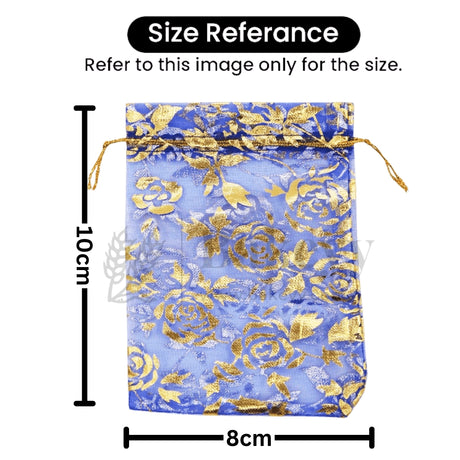 Printed Organza Potli Bags - Bakeyy.com - India - Printed Organza Potli Bags - Dark Blue / 8 x 10 Cm - Pack of 70