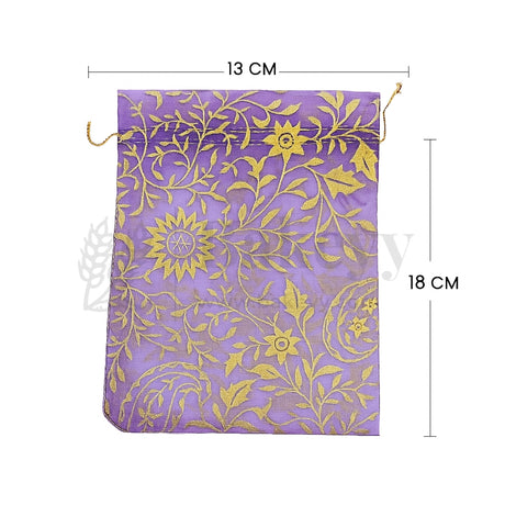 Printed Organza Potli Bags - Bakeyy.com - India - Printed Organza Potli Bags - Purple / 13 x18 Cm - Pack of 70