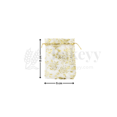 Printed Organza Potli Bags - Bakeyy.com - India - Printed Organza Potli Bags - White / 5 x 8 Cm
