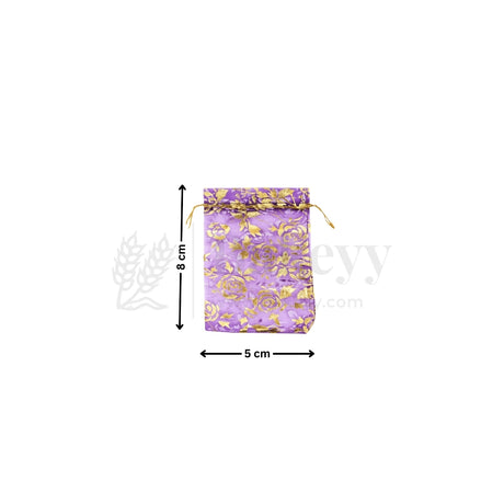 Printed Organza Potli Bags - Bakeyy.com - India - Printed Organza Potli Bags - Purple / 5 x 8 Cm