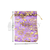Printed Organza Potli Bags - Bakeyy.com - India - Printed Organza Potli Bags - Purple / 15 x 20 Cm - Pack of 40