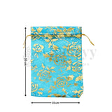 Printed Organza Potli Bags - Bakeyy.com - India - Printed Organza Potli Bags - Sky Blue / 15 x 20 Cm - Pack of 40