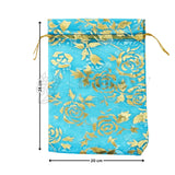 Printed Organza Potli Bags - Bakeyy.com - India - Printed Organza Potli Bags - Sky Blue / 20 x 25 Cm - Pack of 40