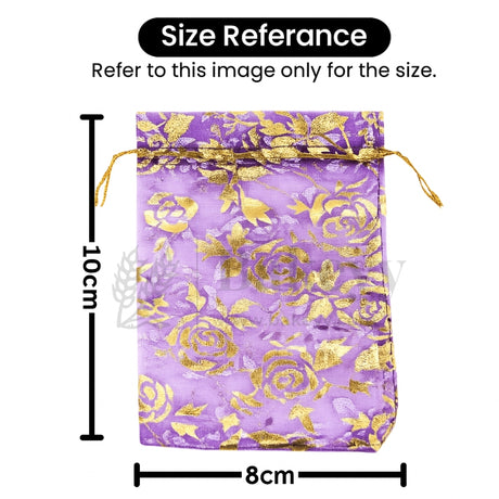 Printed Organza Potli Bags - Bakeyy.com - India - Printed Organza Potli Bags - Purple / 8 x 10 Cm - Pack of 70