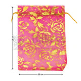 Printed Organza Potli Bags - Bakeyy.com - India - Printed Organza Potli Bags - Dark Pink / 22 x 31 Cm - Pack of 40