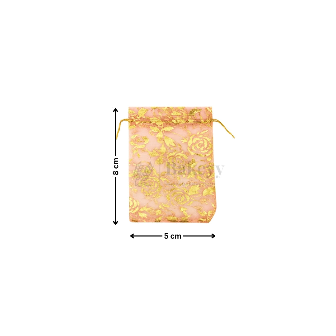 Printed Organza Potli Bags - Bakeyy.com - India - Printed Organza Potli Bags - Light Pink / 5 x 8 Cm