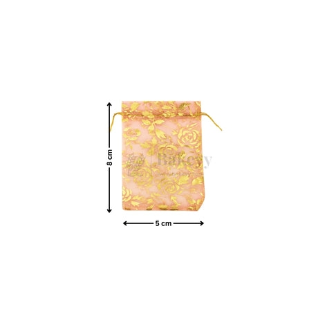 Printed Organza Potli Bags - Bakeyy.com - India - Printed Organza Potli Bags - Light Pink / 5 x 8 Cm