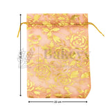 Printed Organza Potli Bags - Bakeyy.com - India - Printed Organza Potli Bags - Light Pink / 22 x 31 Cm - Pack of 40
