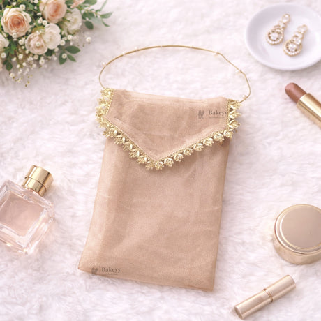Organza Envelope Gift Pouch with Lace Flap & Beaded Handle | Return Gift Cover | Multiple Colors Available | Pack of 10 - Bakeyy.com - India - Organza Envelope Gift Pouch with Lace Flap & Beaded Handle | Return Gift Cover | Multiple Colors Available | Pack of 10 - Copper 400.00