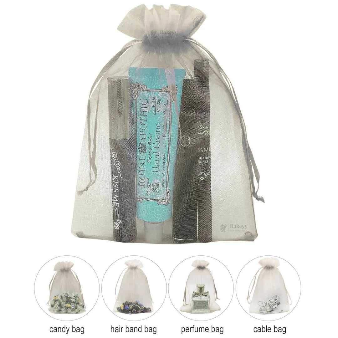 Organza Potli Bags | Drawstring Bags | Grey Color