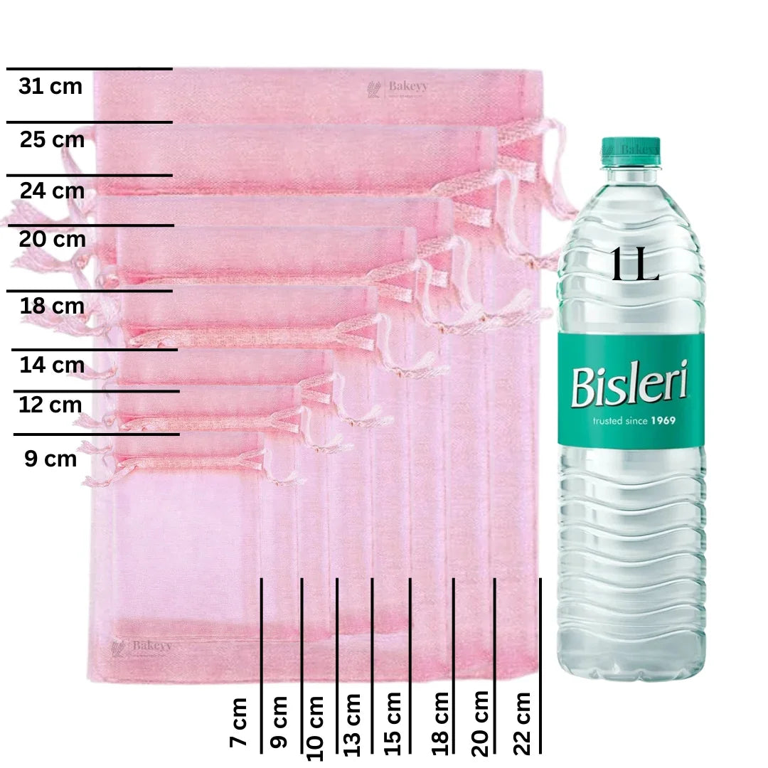 Organza Potli Bags | Drawstring Bags | Light Pink Color