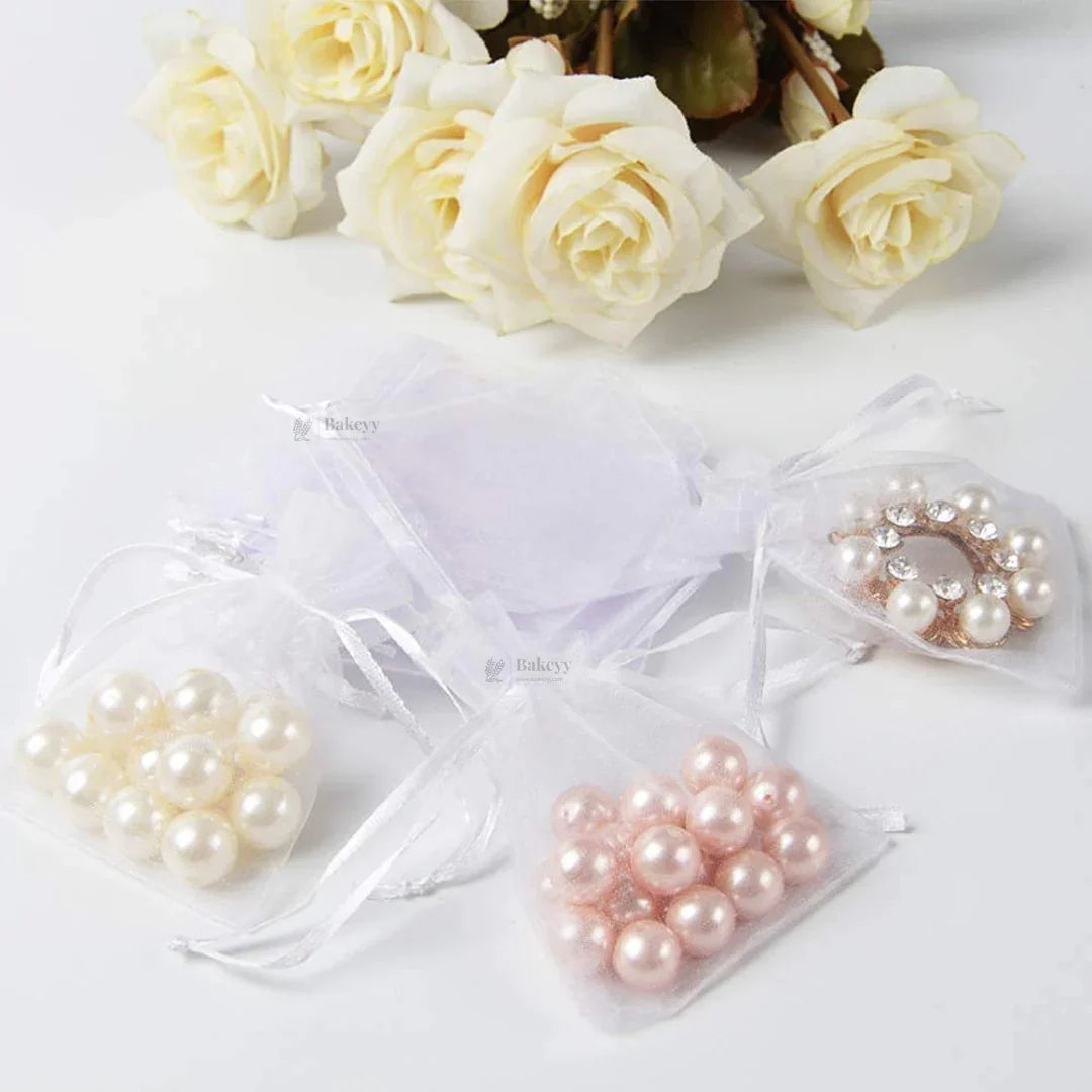 Organza Potli Bags | Drawstring Bags | White Color