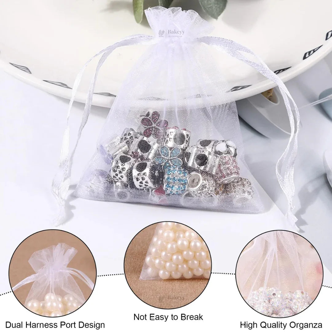 Organza Potli Bags | Drawstring Bags | White Color