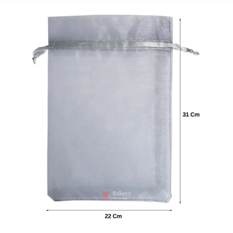Organza Potli Bag - Bakeyy.com - India - Organza Potli Bag - Grey / 22x31 Cm-Pack of 50