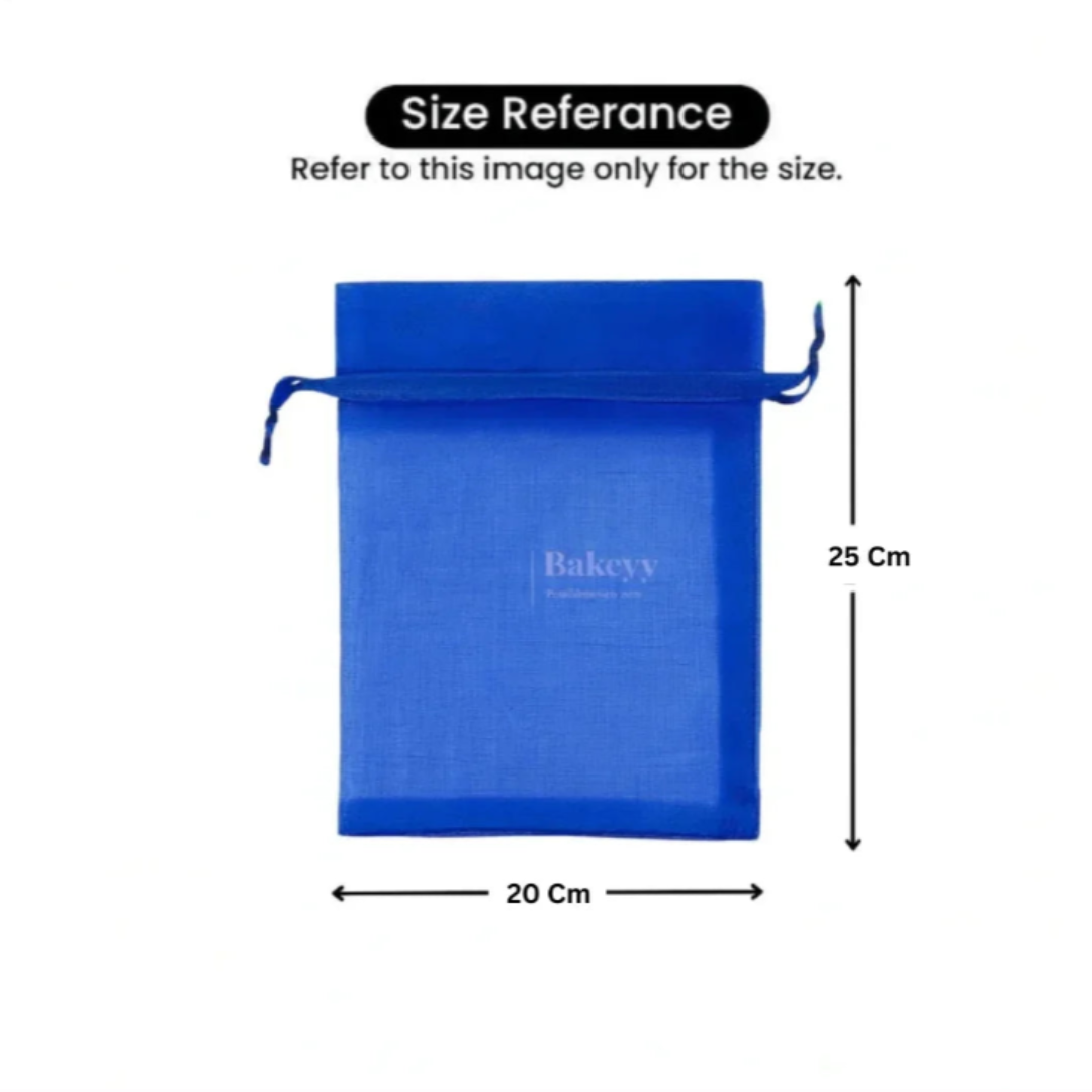 Organza Potli Bag - Bakeyy.com - India - Organza Potli Bag - Royal Blue / 20x25 Cm-Pack of 50