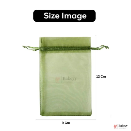 Organza Potli Bag - Bakeyy.com - India - Organza Potli Bag - Olive Green / 9x12 Cm-Pack of 99