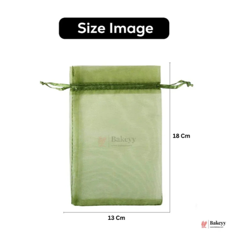 Organza Potli Bag - Bakeyy.com - India - Organza Potli Bag - Olive Green / 13x 18 Cm-Pack of 99
