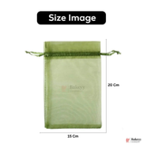 Organza Potli Bag - Bakeyy.com - India - Organza Potli Bag - Olive Green / 15x 20 Cm-Pack of 50