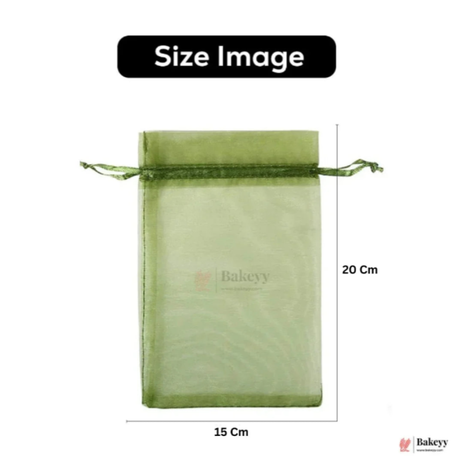 Organza Potli Bag - Bakeyy.com - India - Organza Potli Bag - Olive Green / 15x 20 Cm-Pack of 50