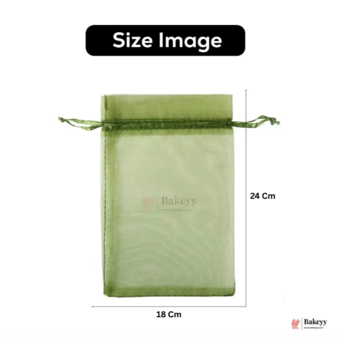 Organza Potli Bag - Bakeyy.com - India - Organza Potli Bag - Olive Green / 18x24 Cm-Pack of 50