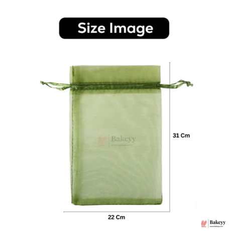 Organza Potli Bag - Bakeyy.com - India - Organza Potli Bag - Olive Green / 22x31 Cm-Pack of 50