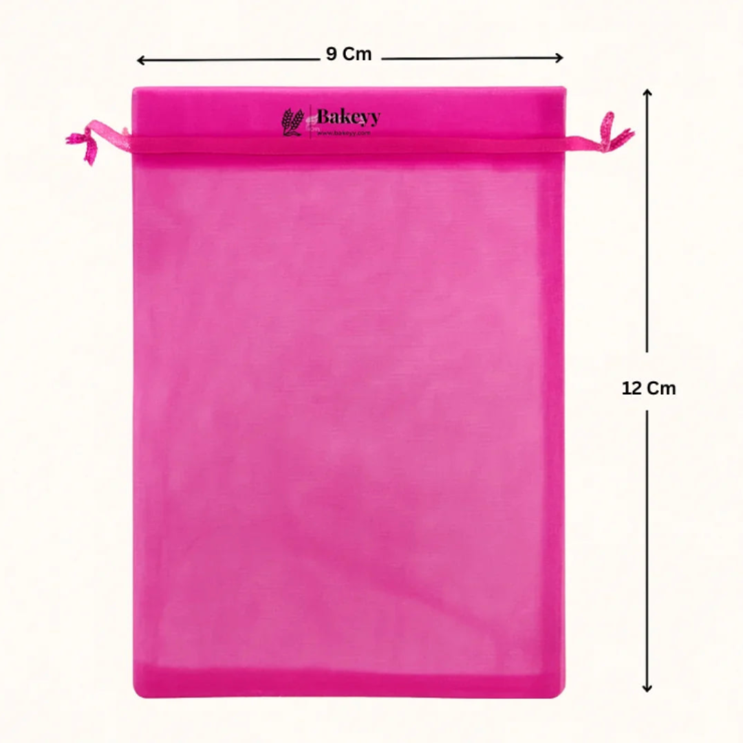 Organza Potli Bag - Bakeyy.com - India - Organza Potli Bag - Dark Pink / 9x12 Cm-Pack of 99