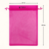 Organza Potli Bag - Bakeyy.com - India - Organza Potli Bag - Dark Pink / 15x 20 Cm-Pack of 50