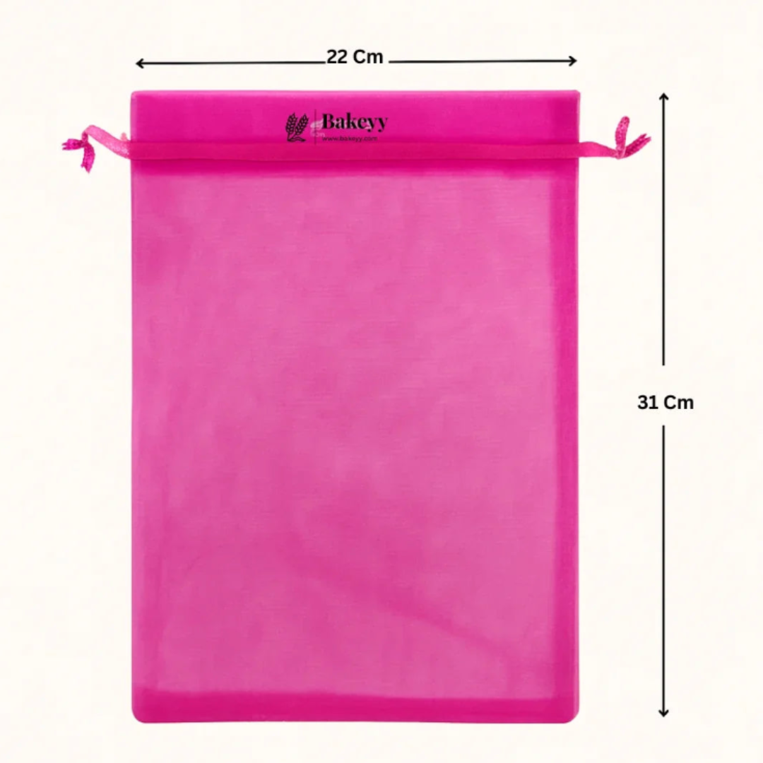 Organza Potli Bag - Bakeyy.com - India - Organza Potli Bag - Dark Pink / 22x31 Cm-Pack of 50