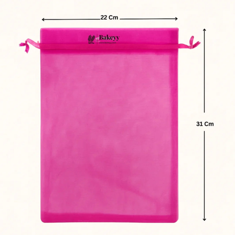 Organza Potli Bag - Bakeyy.com - India - Organza Potli Bag - Dark Pink / 22x31 Cm-Pack of 50