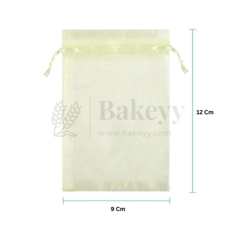 Organza Potli Bag - Bakeyy.com - India - Organza Potli Bag - Cream / 9x12 Cm-Pack of 99