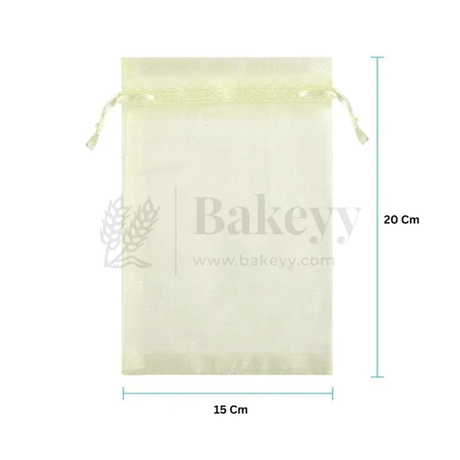 Organza Potli Bag - Bakeyy.com - India - Organza Potli Bag - Cream / 15x 20 Cm-Pack of 50