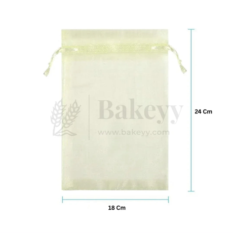 Organza Potli Bag - Bakeyy.com - India - Organza Potli Bag - Cream / 18x24 Cm-Pack of 50