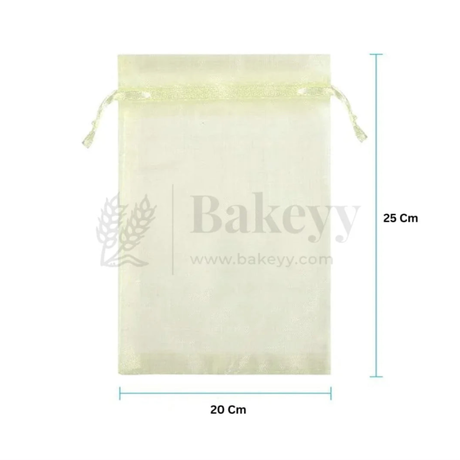 Organza Potli Bag - Bakeyy.com - India - Organza Potli Bag - Cream / 20x25 Cm-Pack of 50