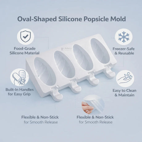 Oval Shape Popsicle Silicone Mould | Ice Cream & Kulfi Mould | Food-Grade Silicone | Pack of 1