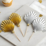 Palm Leaf Cake Topper | Gold & Silver Fan Leaf Decoration for Cakes & Dessert Tables | Pack of 1