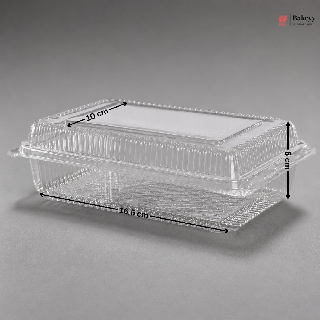 PET Plastic Clamshell Food Container | Transparent Hinged Storage Box | Pack of 25