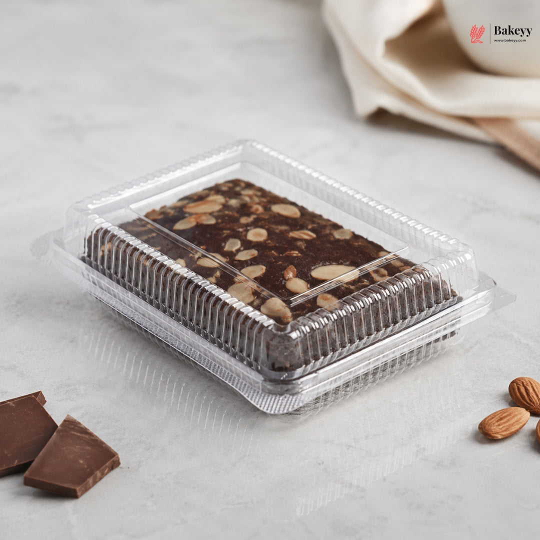 PET Plastic Clamshell Food Container | Transparent Hinged Storage Box | Pack of 25