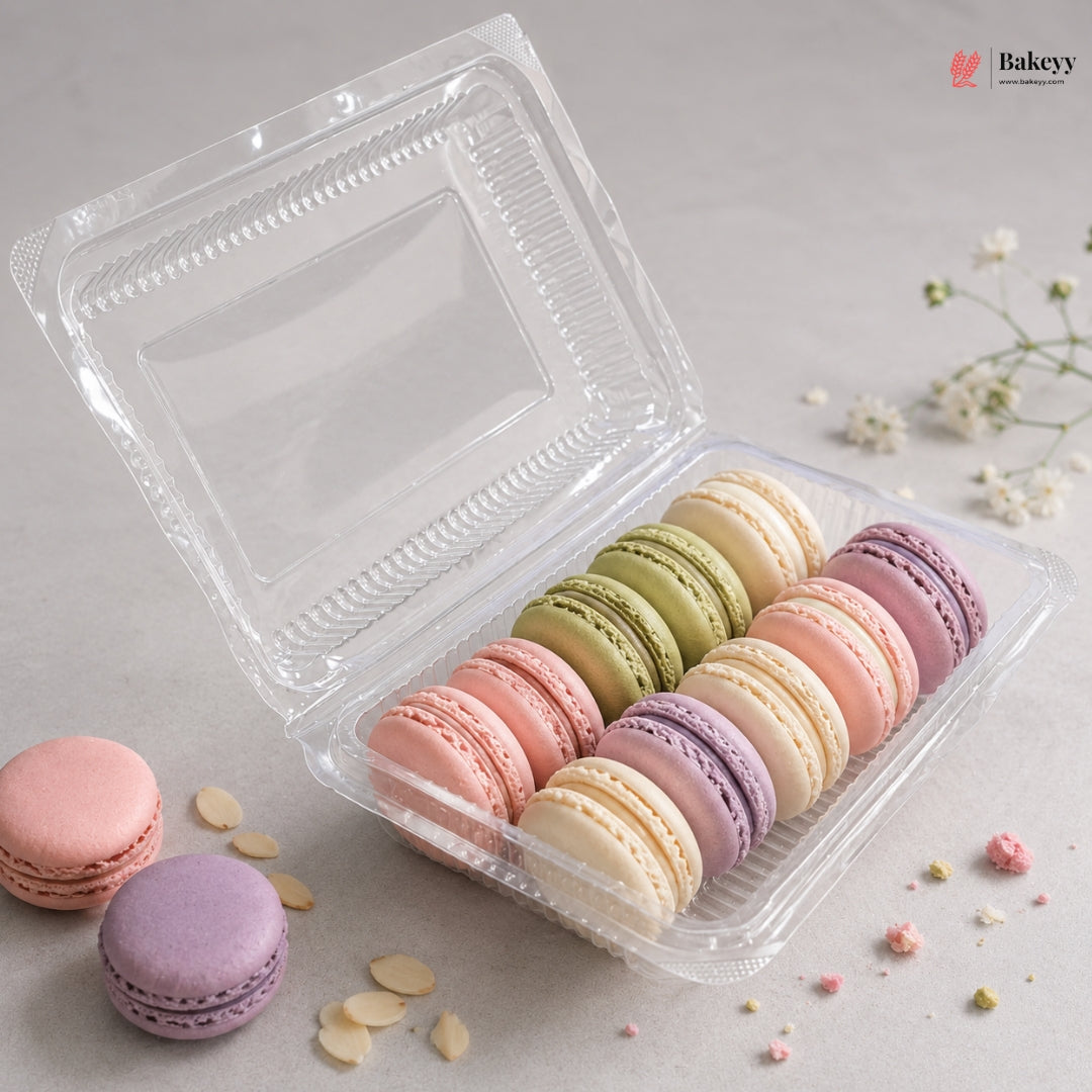 PET Plastic Clamshell Food Container | Transparent Hinged Storage Box | Pack of 25