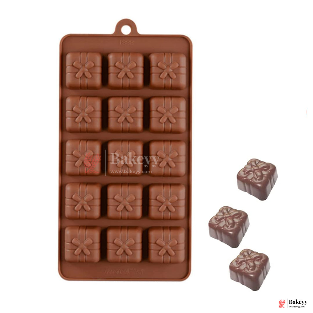 Silicone Gift Box Shape Chocolate Mould – 15 Cavity Decorative Treat Tray| 1 Piece