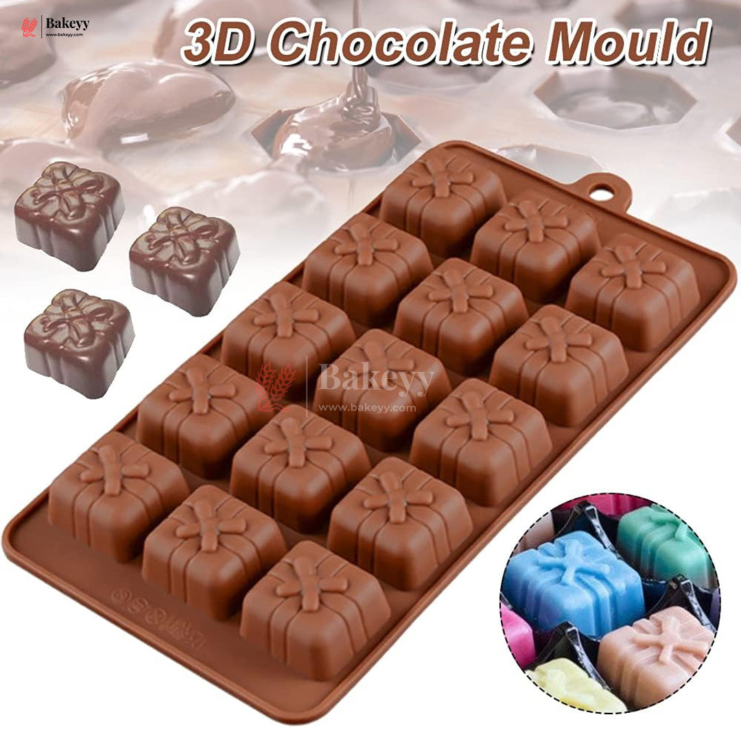 Silicone Gift Box Shape Chocolate Mould – 15 Cavity Decorative Treat Tray| 1 Piece
