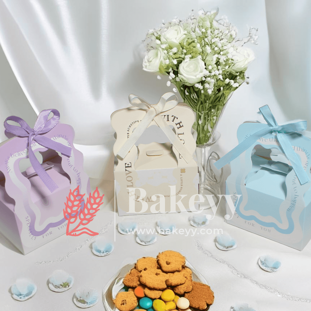 Paper Box with Ribbon | Chocolate Box | Pack Of 10 | Candy Box | Return Gift Box | - Bakeyy.com - India - Paper Box with Ribbon | Chocolate Box | Pack Of 10 | Candy Box | Return Gift Box | - Blue