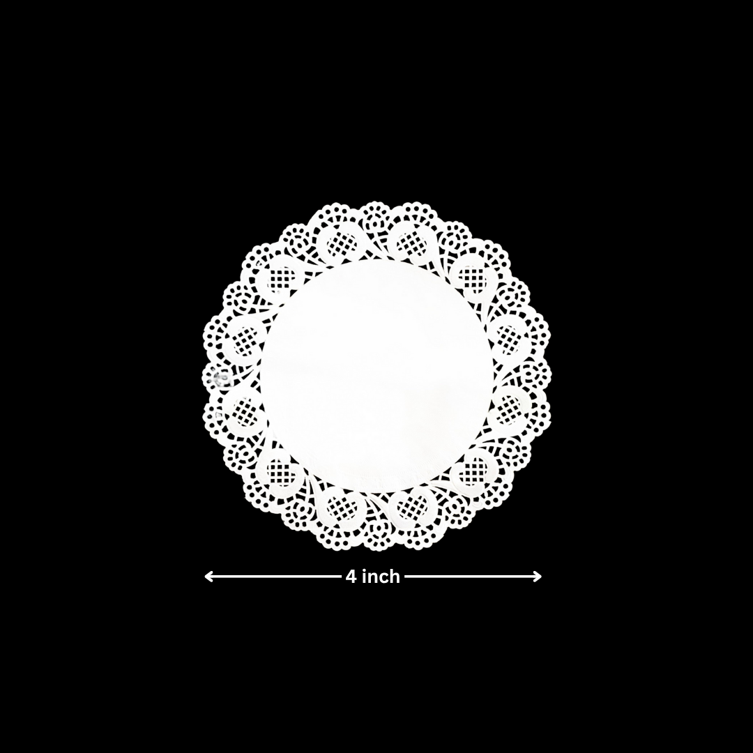 Paper Doilies | Round Decorative Paper Placemats for Desert | Tableware Decoration | Lace Doilies | Pack of 100 - Bakeyy.com - India - Paper Doilies | Round Decorative Paper Placemats for Desert | Tableware Decoration | Lace Doilies | Pack of 100 - 4 Inch