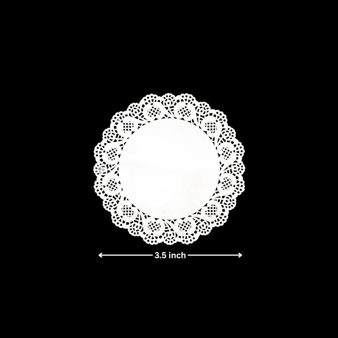 Paper Doilies | Round Decorative Paper Placemats for Desert | Tableware Decoration | Lace Doilies | Pack of 100 - Bakeyy.com - India - Paper Doilies | Round Decorative Paper Placemats for Desert | Tableware Decoration | Lace Doilies | Pack of 100 - 3.5 Inch