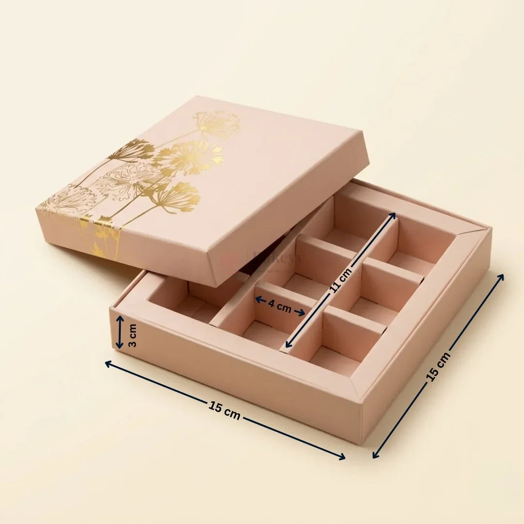 Pastel Peach Botanical Chocolate Gift Box with Divider Tray | Pack of 1