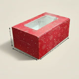 Red Pastry Box With Window | Christmas Pastry Box | Festive Bakery Packaging | Multi-Sizes | Pack of 25