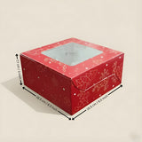 Red Pastry Box With Window | Christmas Pastry Box | Festive Bakery Packaging | Multi-Sizes | Pack of 25