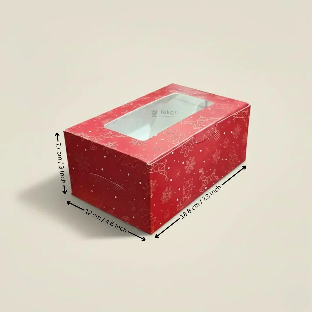 Red Pastry Box With Window | Christmas Pastry Box | Festive Bakery Packaging | Multi-Sizes | Pack of 25 - Bakeyy.com - India - Red Pastry Box With Window | Christmas Pastry Box | Festive Bakery Packaging | Multi-Sizes | Pack of 25 - Small 375.00