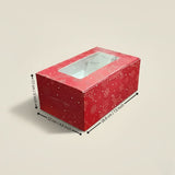 Red Pastry Box With Window | Christmas Pastry Box | Festive Bakery Packaging | Multi-Sizes | Pack of 25